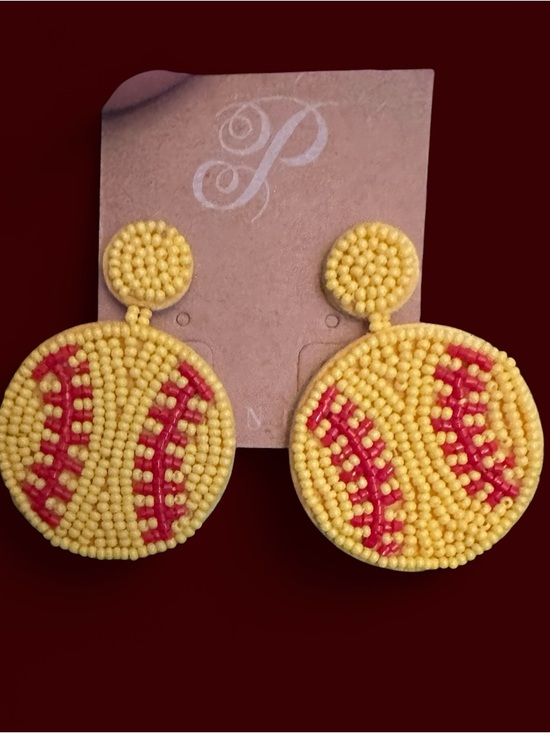 Plunder Jewelry - Baseball Yellow Beaded Lightweight Post Earrings